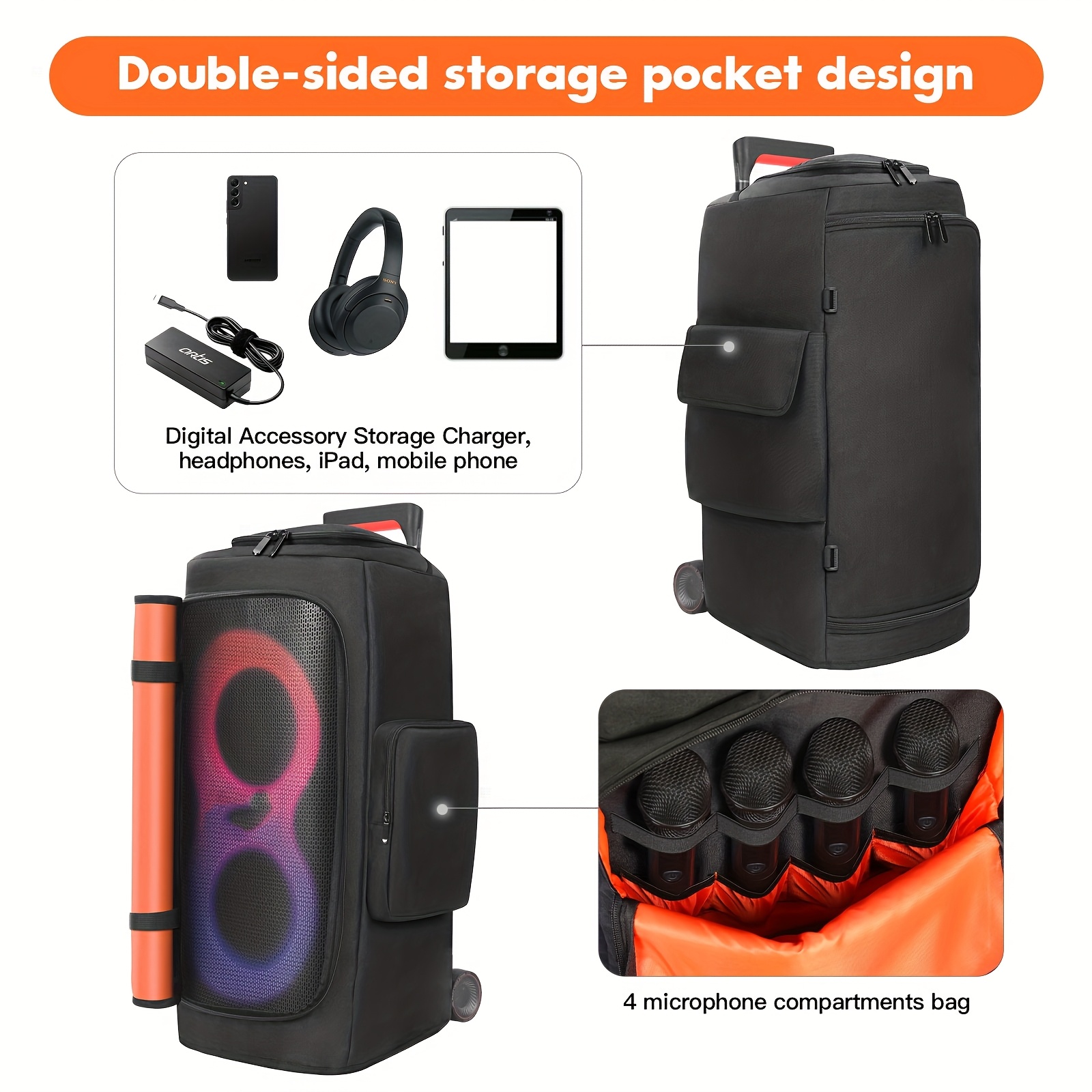 Подходяща за JBL PARTYBOX 310-320, тази платнена чанта с калъф има отваряне с цип за удобен и практичен достъп до дръжката. Това е преносима чанта за аудио аксесоари и торбичка за съхранение