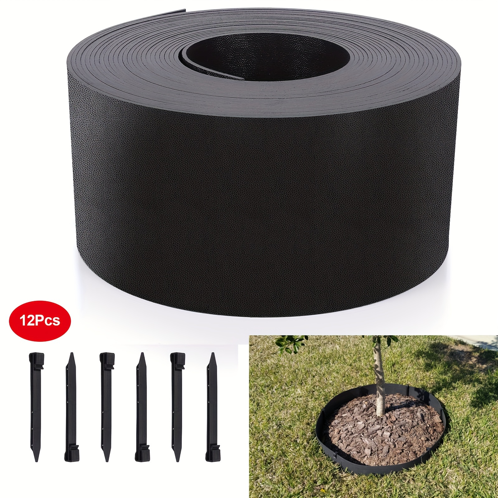 

Black Plastic Garden Landscape Edging, 5" Tall Border Coil, Flexible And With Anti-uv Treatment