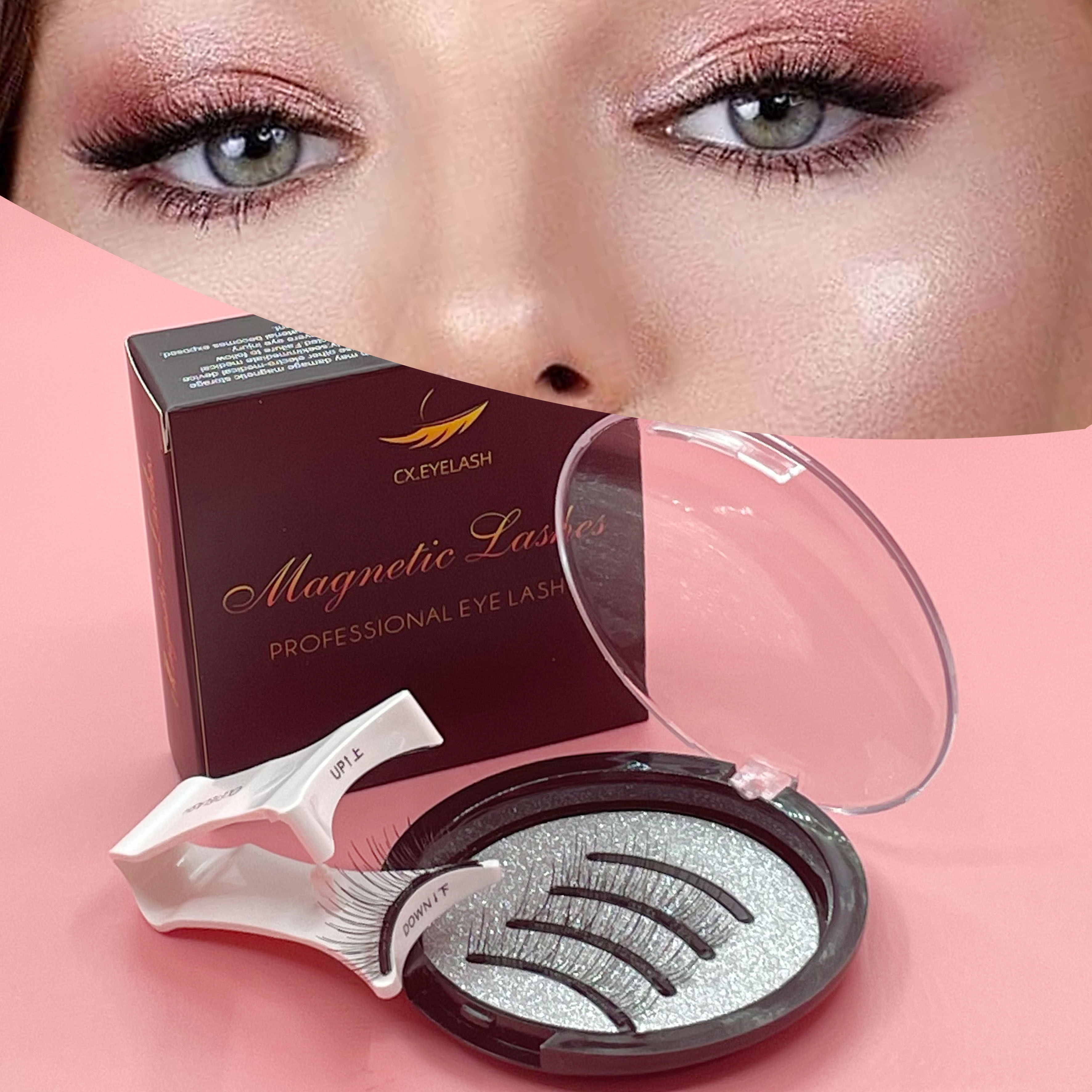 

1 Pair Magnetic Eyelashes, Mixed Length 6-15mm, D , Fluffy & Extra Style, Reusable, Needed, , Deepening Eye Makeup Effect, Easy Application