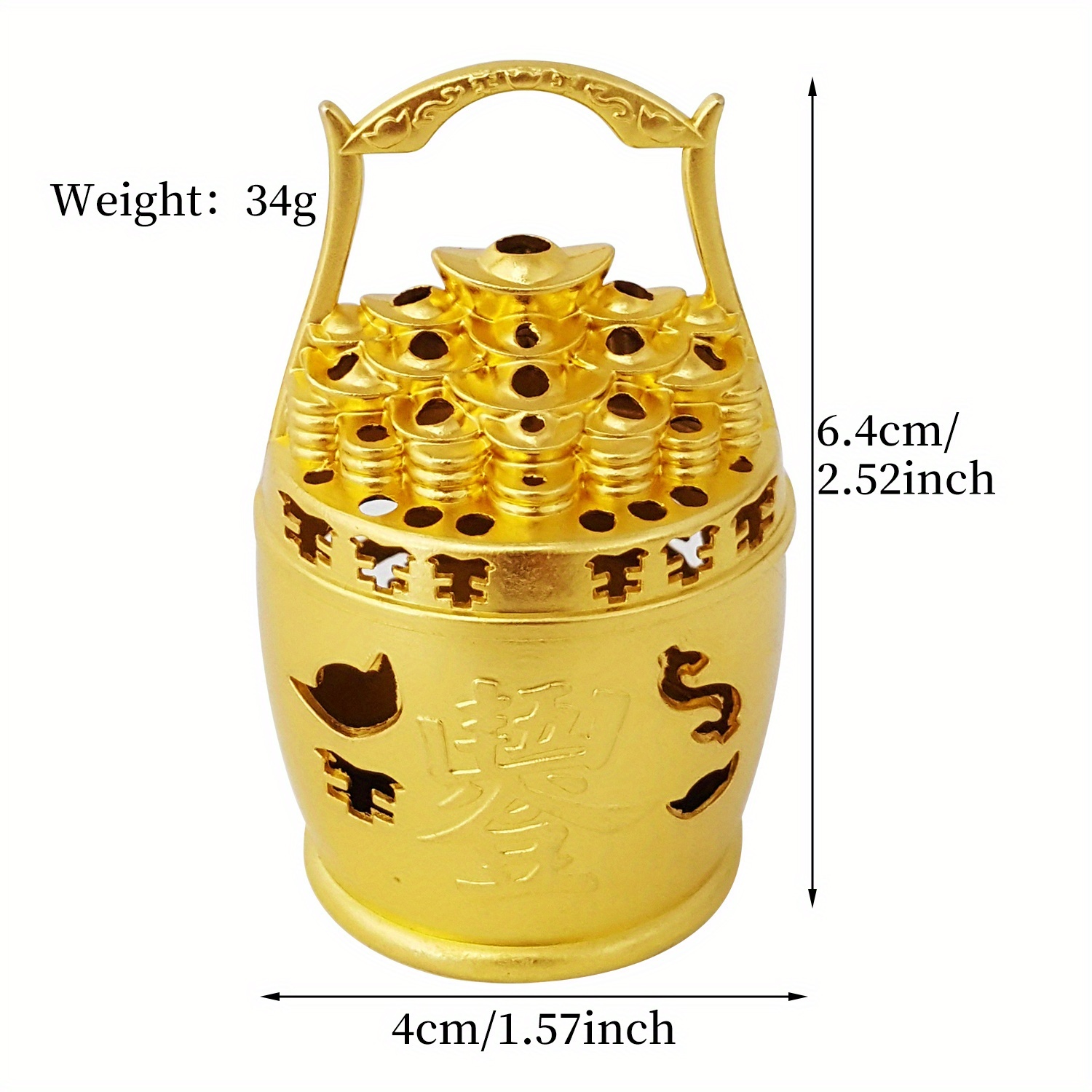 TEMU 1pc Porta Incienso de Dorado - de Dinero de Chino, Decoración de Aleación de para Hogar, Oficina, Yoga, Fiestas - No Necesita Electricidad,