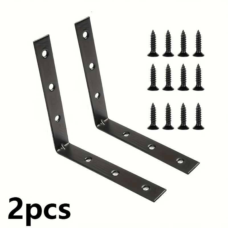TEMU 2pcs 90-degree Right Angle L-shaped Bracket With Screws - Heavy-duty Metal Corner Brace For Industrial Shelving, Furniture, And, Size 100x100mm