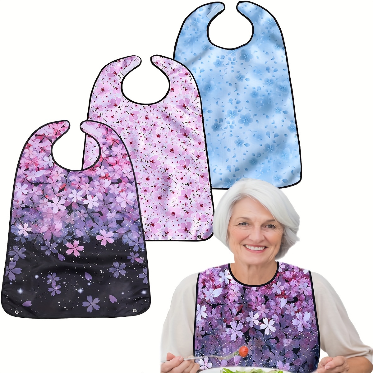 

Cherry Adult Bibs - Washable & Waterproof, With Optional For Men, Women & Seniors, Clothing Protection Cover