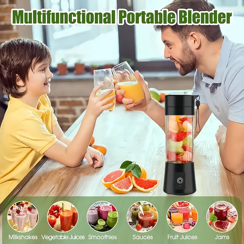 1pc licuadora portátil, 0.4l usb recargable hacedor de batidos con taza desmontable, base antideslizante, control de , cuerpo de plástico de grado alimenticio abs, batería de polímero de litio de 2000mah - ideal para batidos, shakes y jugos detalles 5
