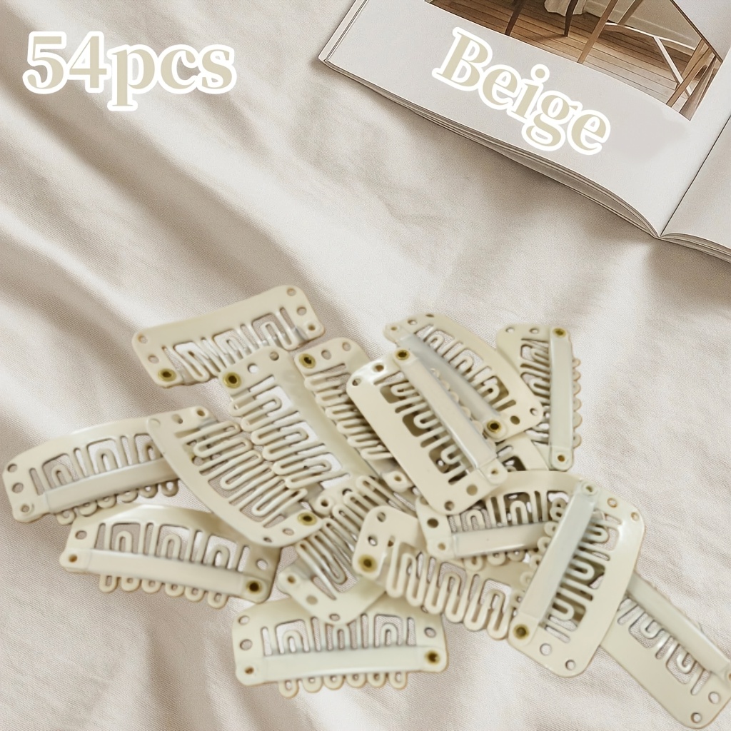 TEMU Metal Snap Clips In U Shape For Securing Hair Extensions And Making Wigs, Available In Sets For Projects. Choose Between 6 Or 9 Teeth Options,