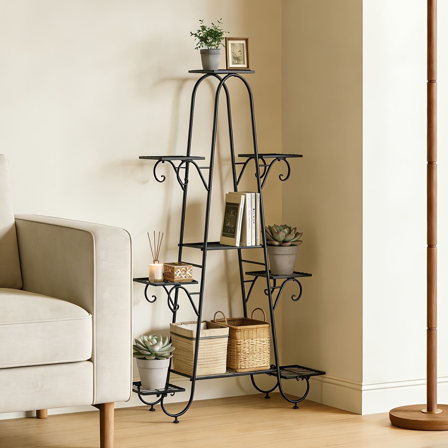 TEMU 9-tier Heavy-duty Metal Shelf With Wide -standing Shelves - Easy Assembly Iron Bookcase Suitable For Living Room, Bedroom, Kitchen Storage -