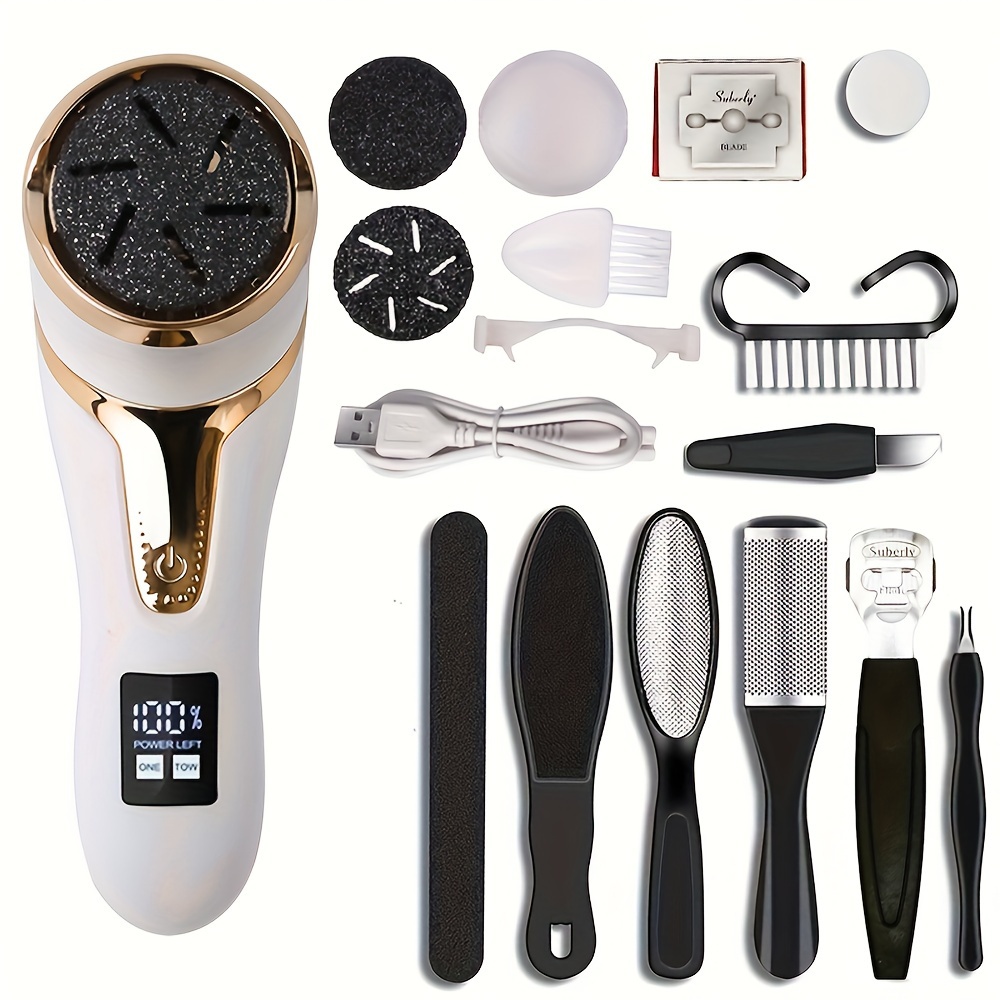 Rechargeable Electric Callus Remover with Dander Vacuum Cleaner - Professional Foot Care Kit with LCD Display, 2 Speeds, and Multiple Heads for Dead Light Beige Removal, Father's Day Gift 6 Rechargeable Electric Callus Remover with Dander Vacuum Cleaner - Professional Foot Care Kit with LCD Display, 2 Speeds, and Multiple Heads for Dead Light Beige Removal, Father's Day Gift - Image 6
