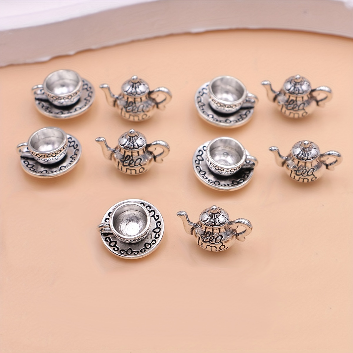 Image of 10pcs Coffee Cup Charms Teapot Pendants For Jewelry Making Diy Handmade Halloween Necklace Bracelet Earrings Key Chain Accessories Micro-landscape Decorative For Home