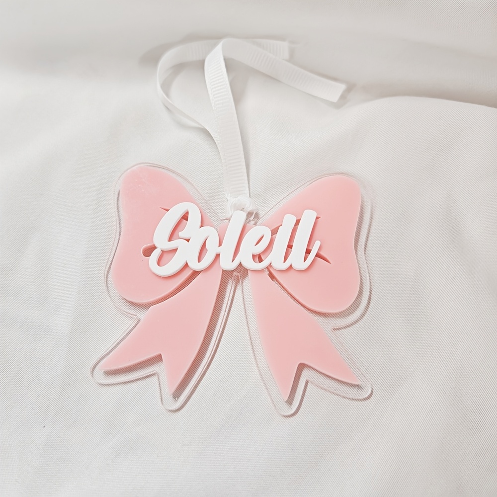 TEMU Personalized Bow Name Tags - Custom Long Sock Name Tags - Bow Holiday Gift Labels - Customized Bow Decorations - Fashionable Bow Keychains -