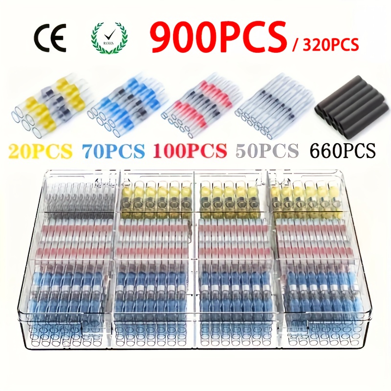 

Syquilaris Premium Solder Ring Kit - 320/900pcs, Waterproof Butt Connectors With Seal For & Insulated Wire