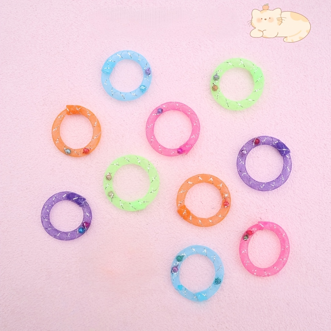 random color 2pcs cat toys soft mesh tube cat self entertainment donut bell   self entertainment boredom relief chewing toy suitable for all cats to play without battery Product details 6