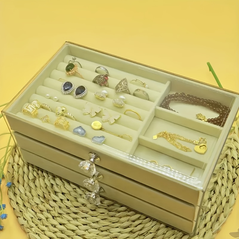 large capacity jewelry organizer box with transparent lid -   storage for bracelets, rings, earrings, necklaces - dustproof display case with compartments -   storage for home, salon, gift for women (christmas, mother s day, valentine s) - durable plastic construction, jewelry box,  ,  , sturdy construction, fashion enthusiasts, best for christmas Product details 1