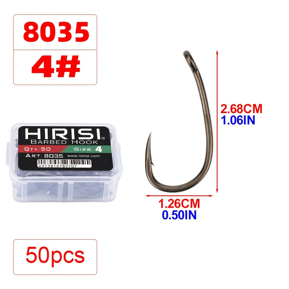 E-shop 50 Stück Angelhaken Set Hochkarbonstahl Einzelkreis Scharfe Fischhaken Widerhaken Karpfenhaken Meeresangelzubehör
