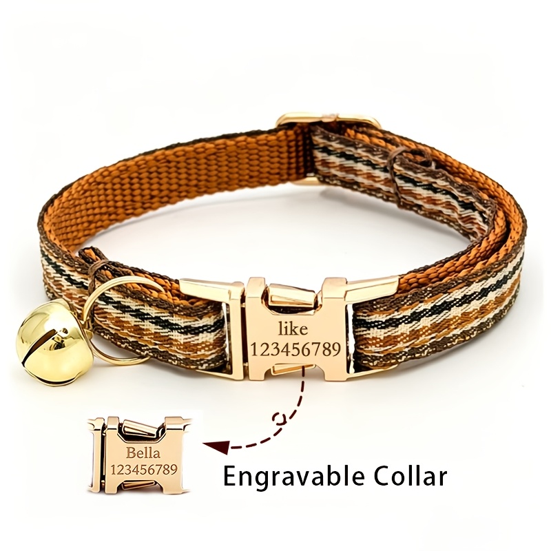 TEMU Collier pour chat gravé sur métal de style vintage avec boucle à dégagement rapide, personnalisable avec texte de votre , bandeau -perte pour