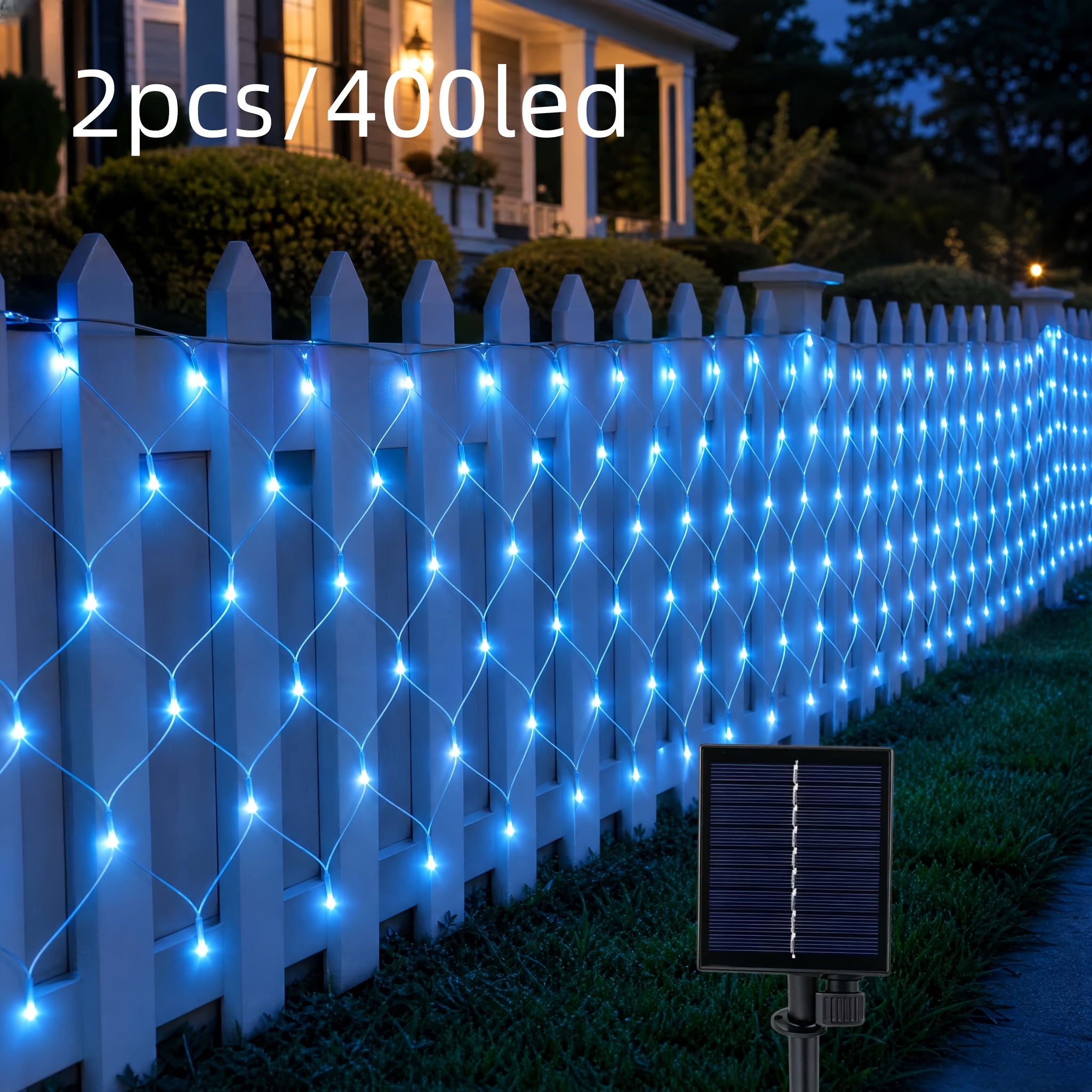 TEMU 400 Led Solar Lights - Outdoor Shrub Bush Fence Christmas Decor - Mesh String Lights Perfect For Party Wedding Holiday Garden