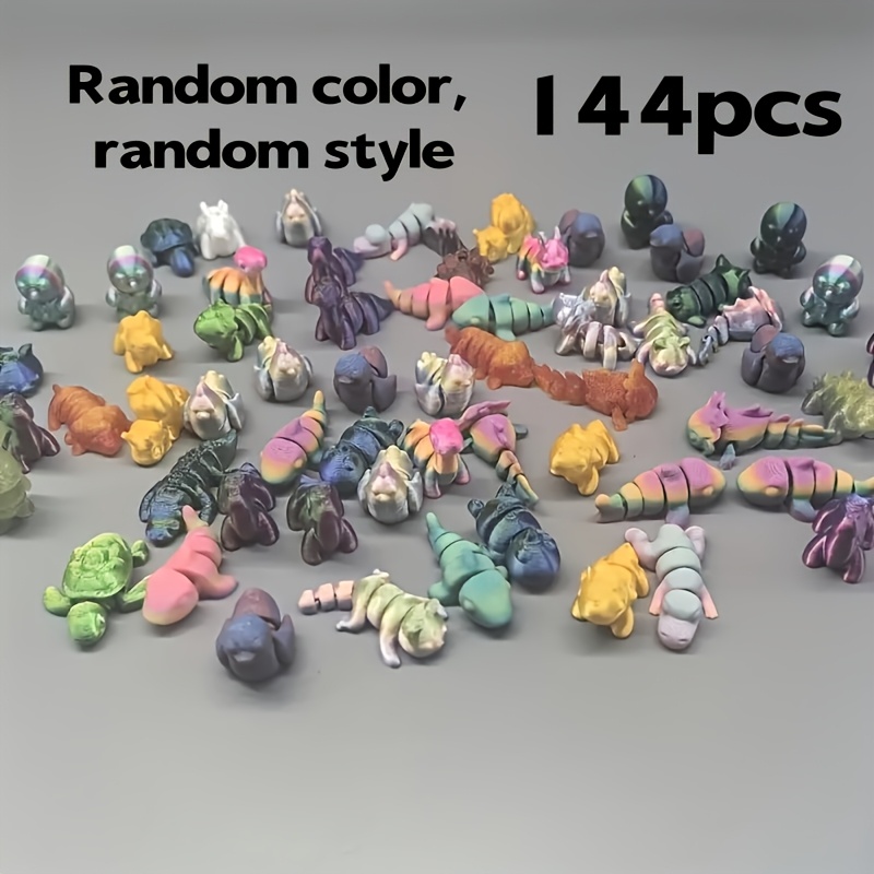 Image of 144pcs 3d Printed , Unique Matching Decoration Set - Random And Color, Featuring And Types Of Animals, Suitable For Room Decoration, Garden Decoration, And Aquarium Decoration
