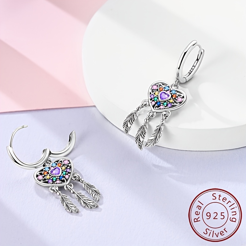 Women's 925 Silver Dreamy Heart-Shaped Earrings, Elegant Gift
