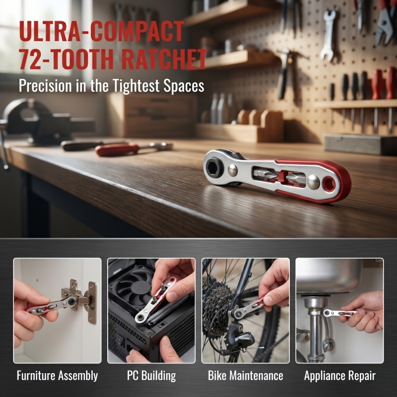 TEMU 3pcs Ratchet Screwdriver Set, Includes Ratchet Wrench + 2 Bits, With /reverse Ratchet Function, Suitable For Narrow Corners, Appliance, And