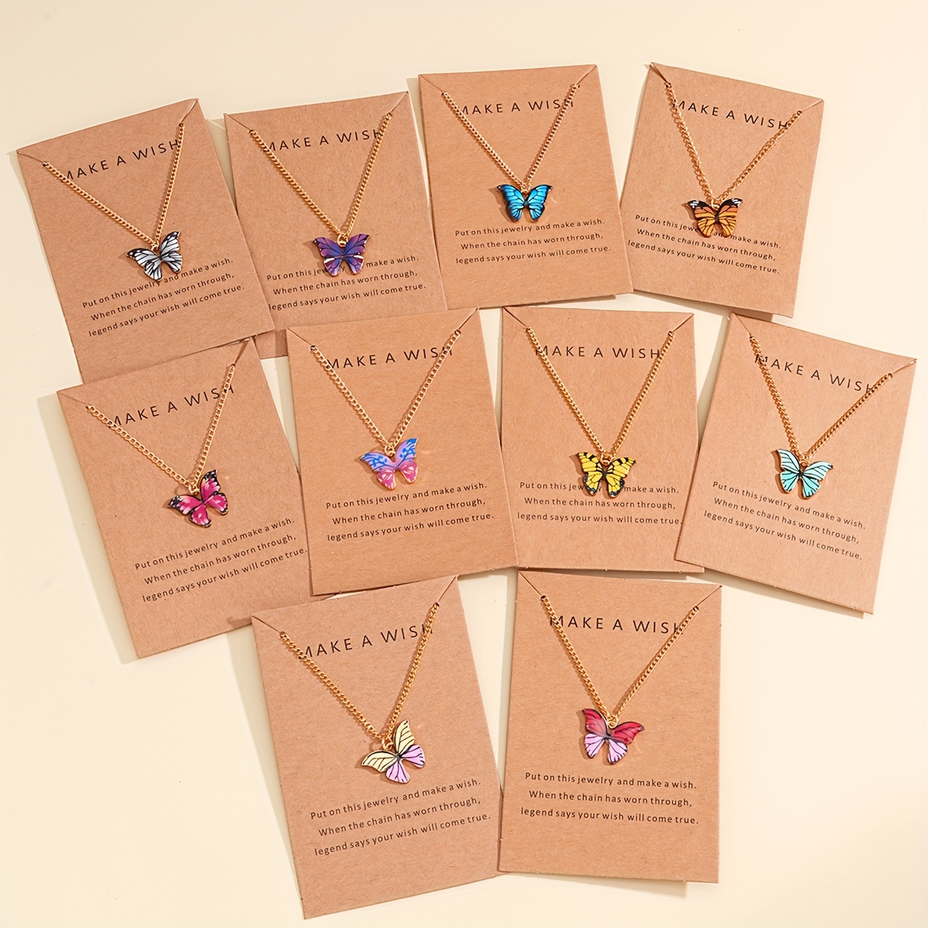 10pc Colorful Butterfly Y2K Pendant Necklace Set