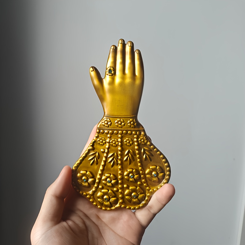 TEMU 1 pièce Main , Ornement mural Ex Voto , Style de luxe vintage en métal, Décoration religieuse et murale, Œuvre d'art religieuse, Détails floraux