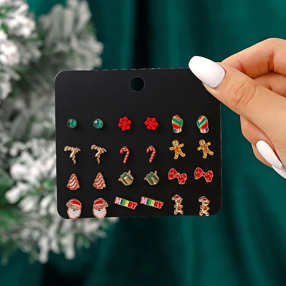 12 Pairs Christmas Stud Earrings For Women Holiday Earrings For Girls...