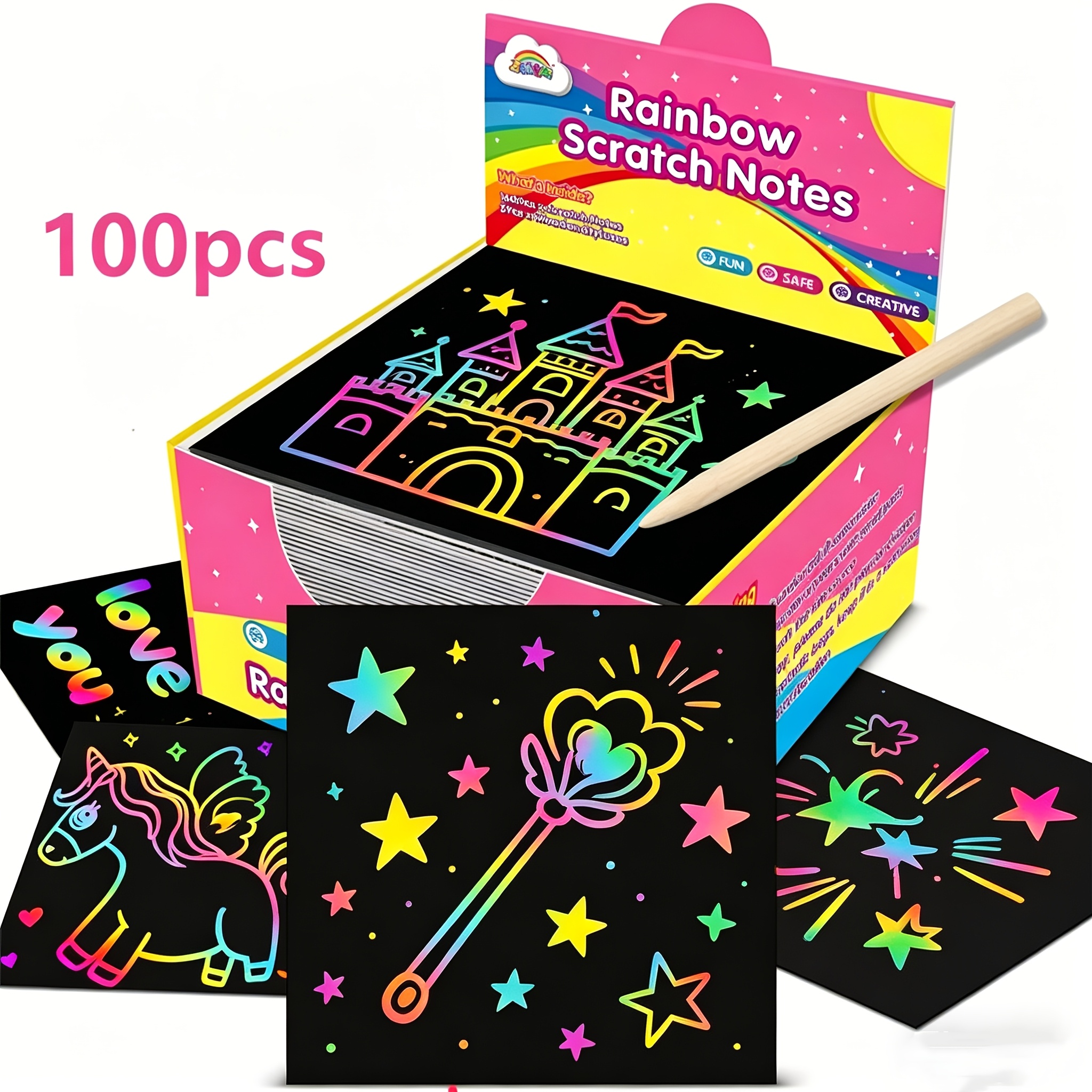 100pcs Scratch Paper Art Set for Kids