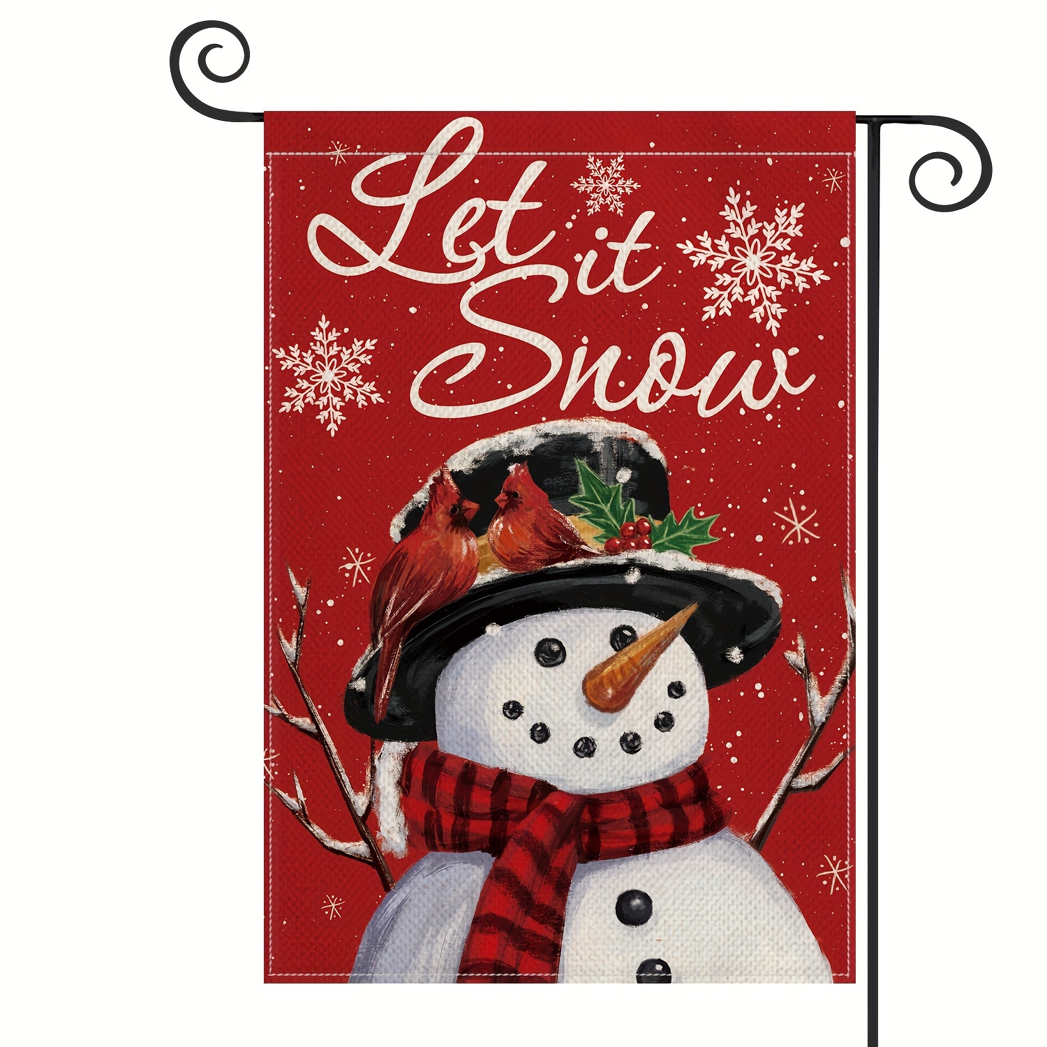 

1pc, Sm:e Let It Snow Snowman Snowflake Christmas Garden Flag, 12x18 Inch Double Sided, Farmhouse Yard Outdoor Decorative Flag