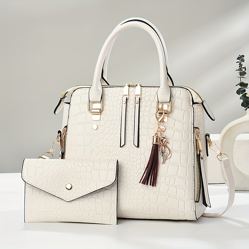 Elegant Black Tote Bag with Golden Hardware - Removable Strap, Zipper Closure, Polyester Lining, Stylish Tassel Detail, Perfect for Summer, Casual to Formal Events, Casual Tote Bag|Elegant Tote Bag|Durable Handle Bag