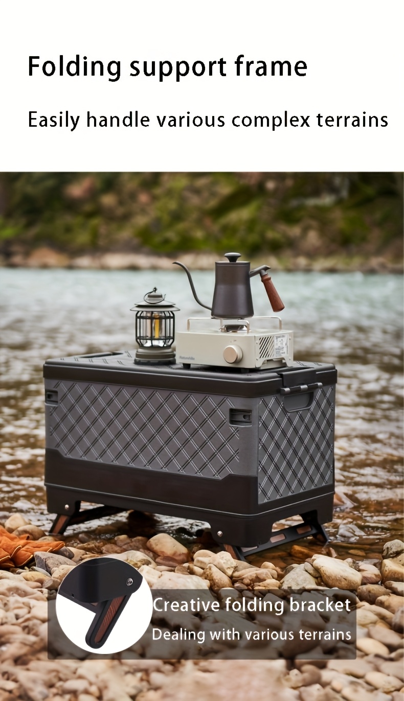 Gray Outdoor Folding Storage Box, Suitable for Car Trunk Storage, Collapsible Camping Box, Portable with Large Capacity for Camping Gear And Moving, Durable And Heavy-Duty Storage Solution
