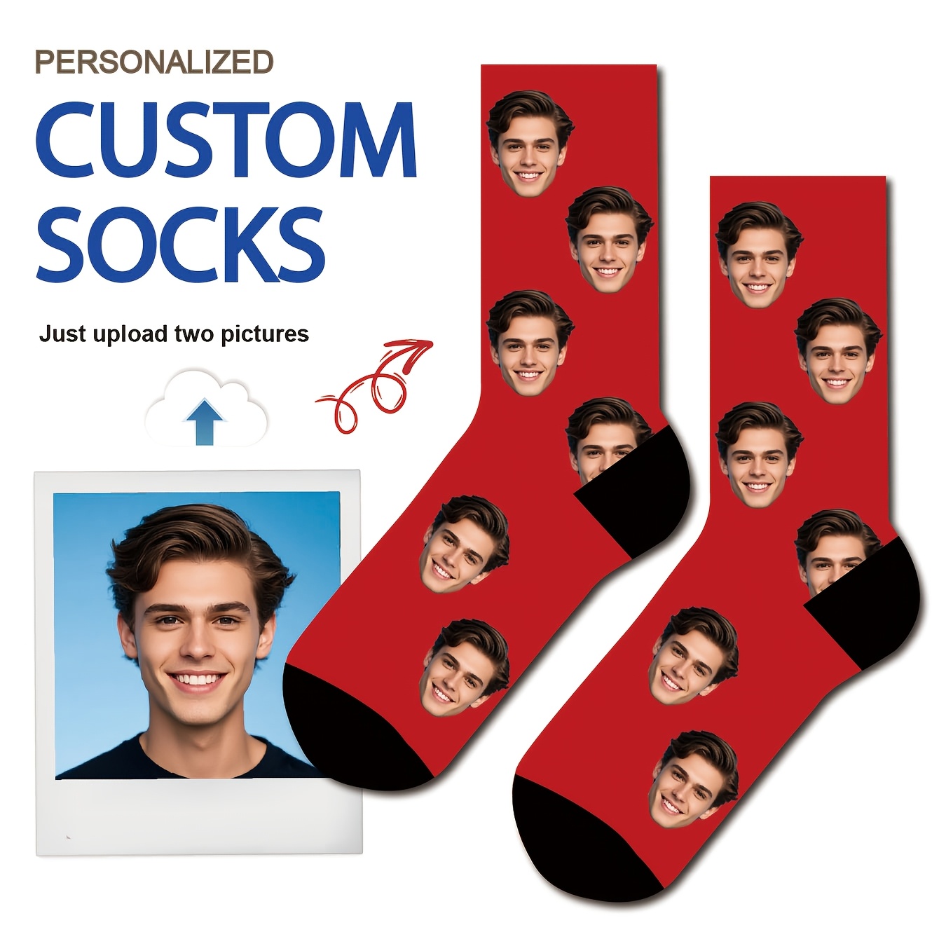 TEMU 1 Pair Of Custom Socks, Personalized Matching Socks, Featuring Stylish Designs With Photos, Romantic Gift Socks, Anniversary Gifts For Couples,