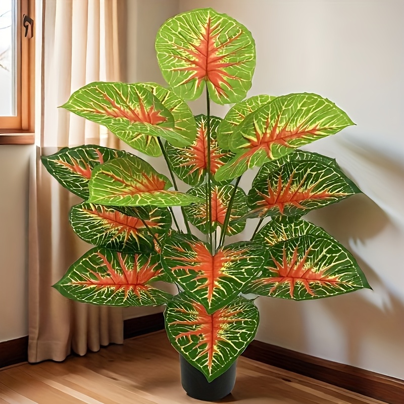 

Artificial Dieffenbachia Plant, Greenery, Non-electric, Container-free, With Decor, For Living Room, Halloween, Christmas, Easter, Hanukkah, Thanksgiving