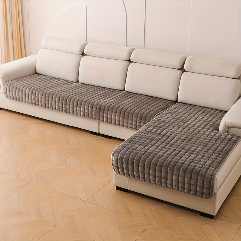 TEMU 2pcs Luxurious Quilted Flannel Velvet Sofa Cover | Soft And Durable Polyester Furniture Protector, Use, Pet-friendly, Machine Washable For