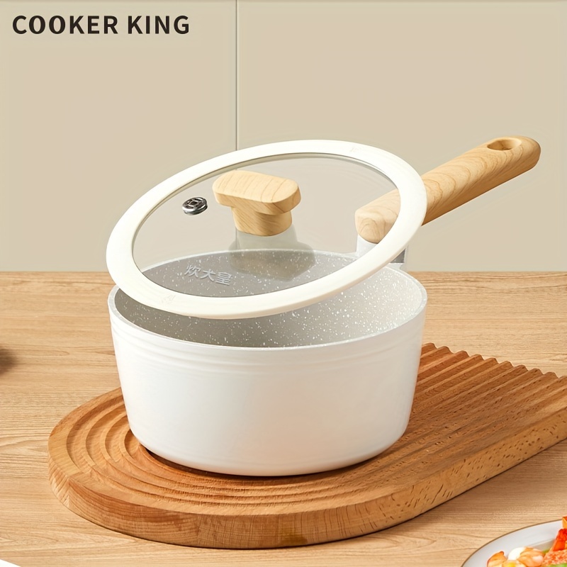 

1pc Cooker King, Restaurant Nonstick Saucepan, 18cm/7.08inches, With Glass Lid, Non-toxic, Ptfe & Pfoa Free | Heat-resistant Handle, Induction Ready, Compatible With All Cooktops Eid Al-adha Mubarak