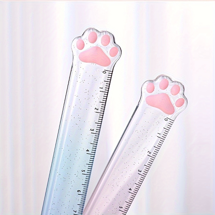 2点セット カラー 猫の肉球定規 高見え 15cm 透明定規 目盛付き 製図