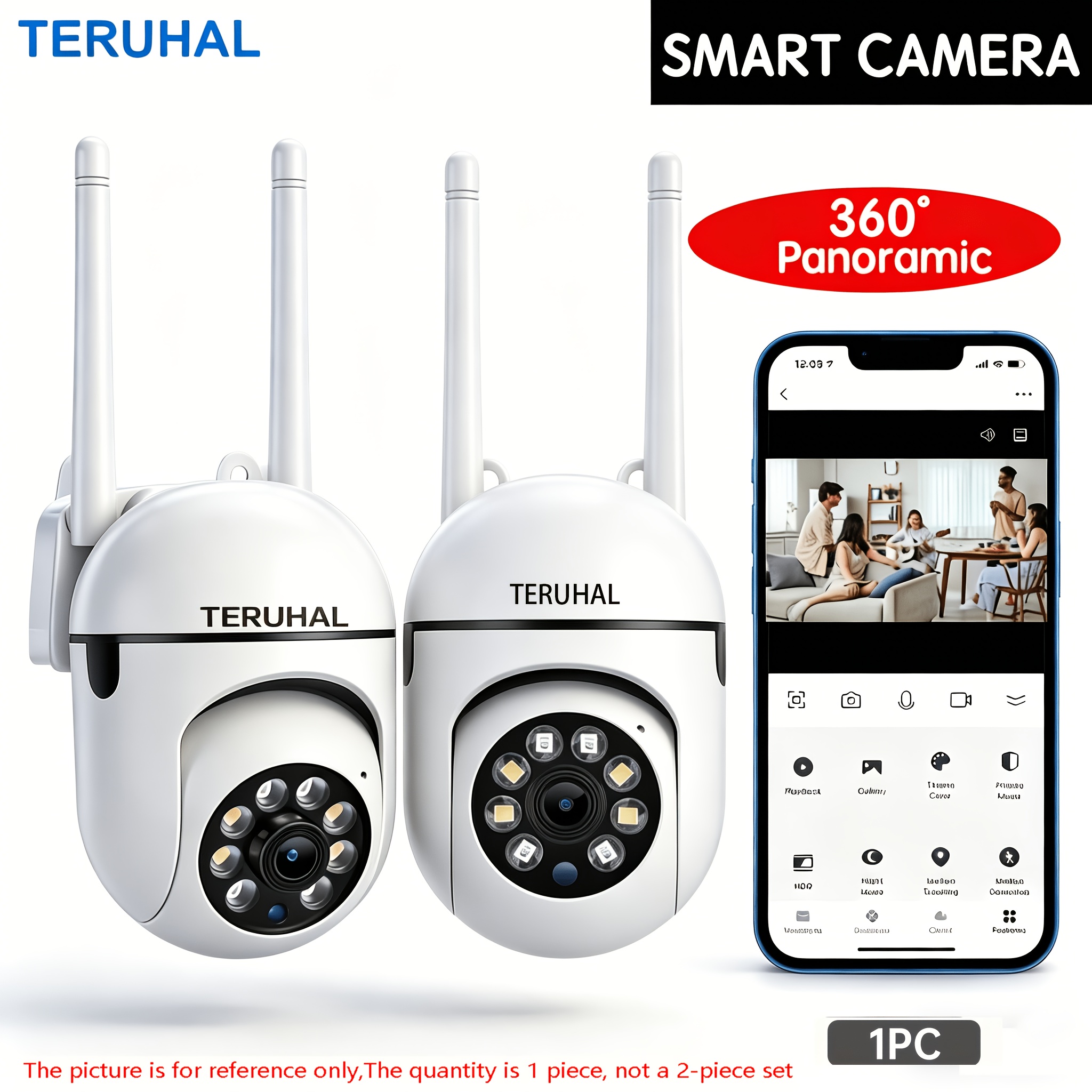 1 wireless wifi security camera 2 4ghz wifi outdoor and indoor security cameras automatic tracking alarm and color   ai movement of floodlights 355 degree horizontal and 90 degree vertical rotation support for two way voice white