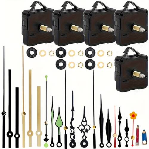 3/5-set uhrenmechanismus ersatz-set mit 7 uhrenzeiger-sets, einem leisen schwenkmotor und batteriebetrieb für uhrenreparaturen und kreative projekte