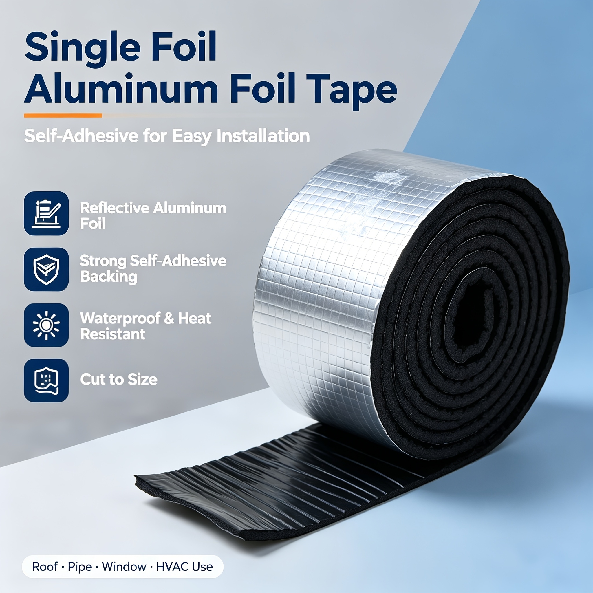 TEMU 1 Roll Self-adhesive -proof Insulation Wrapping Tape, Pipe Insulation Wrapping Foam, Aluminum Foil Pipe Insulation Tape, Suitable For Cold And