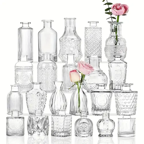 glass bud vase set vase decorative bottle small vases for flowers bud vases for centerpieces wedding decorations small flower vases in bulk for rustic vintage look home table decor mothers deco