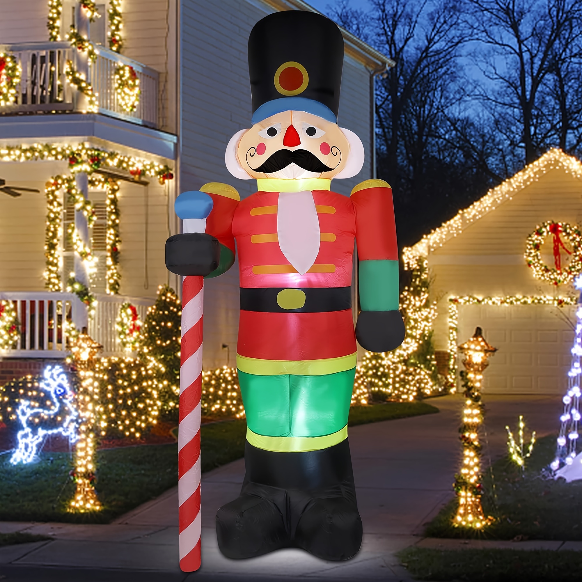 

1pc 8ft Christmas Inflatables, Christmas Inflatables Nutcracker, Lighted Christmas Soldier Yard Decorations, Blow Up Decorations For Holiday Party Indoor Lawn Decor