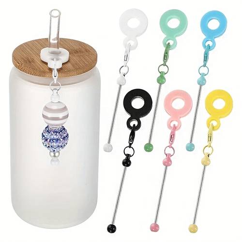 6pcs beadable cup charm tumbler straw charm blank bar diy beaded straw charm adapters pendant ornament