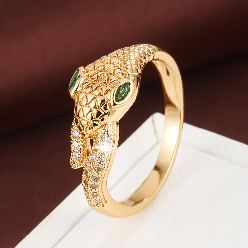 1 Stylish Snake Tail Design Ring With Synthetic Synthetic Zirconia For Women