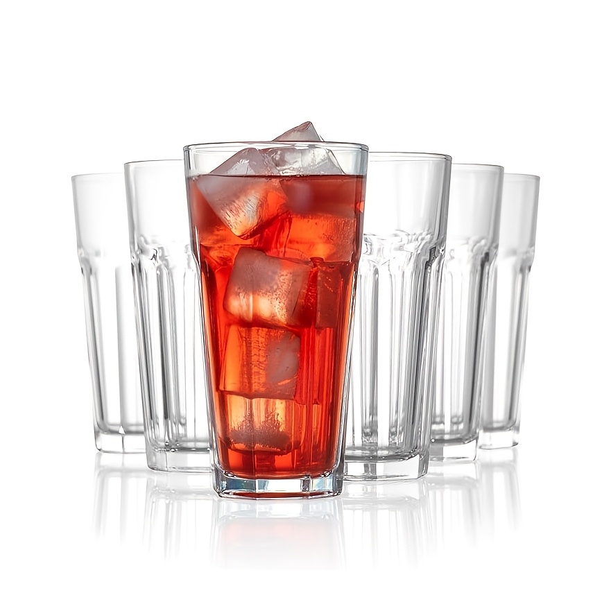 6pcs Clear Highball Glasses, 475ml/16oz Drinking Glasses For Water, Juice, Roostertails, Smoothies, Soda, Etc., Suitable For Kitchen And Bar. Local Warehouse