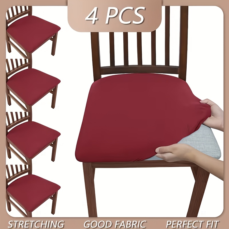 TEMU 4pcs Solid Color Brushed High Chair Cover And Comfortable Chair Cover Chair Cover Suitable For Dining Chairs Office And Home Decoration Kitchen
