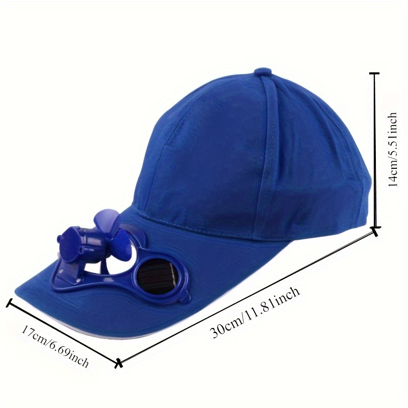 Funky Cotton Long Brim UV Protection Baseball Cap, With Solar Powered Fan,  For Outdoor Hiking, Camping