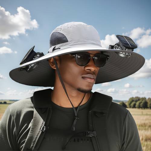 fan fishing hat sun protection usb charging sun hat with 2 fans outdoor windmill fishing cap