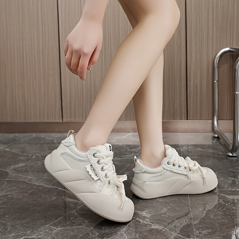 Damen Leder Plateau Sneaker Elegant Schwarze Sneakers Damen