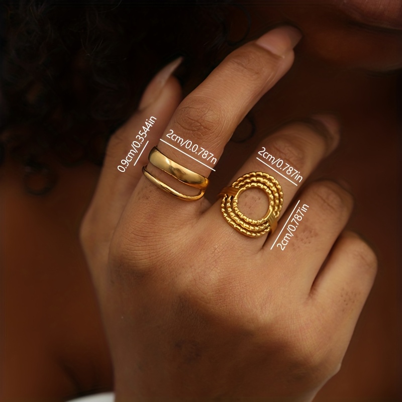 TEMU 1 Set de Anillo Minimalista Europeo y Americano, Anillo Hueco, Anillo de Acero Inoxidable de Capa, Joyería Personalizada Estilo Ins, Regalo de