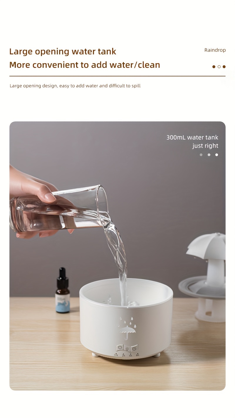 rotating water drop aromatherapy diffuser with essential oil timer auto shutoff 110v 220v us plug details 4