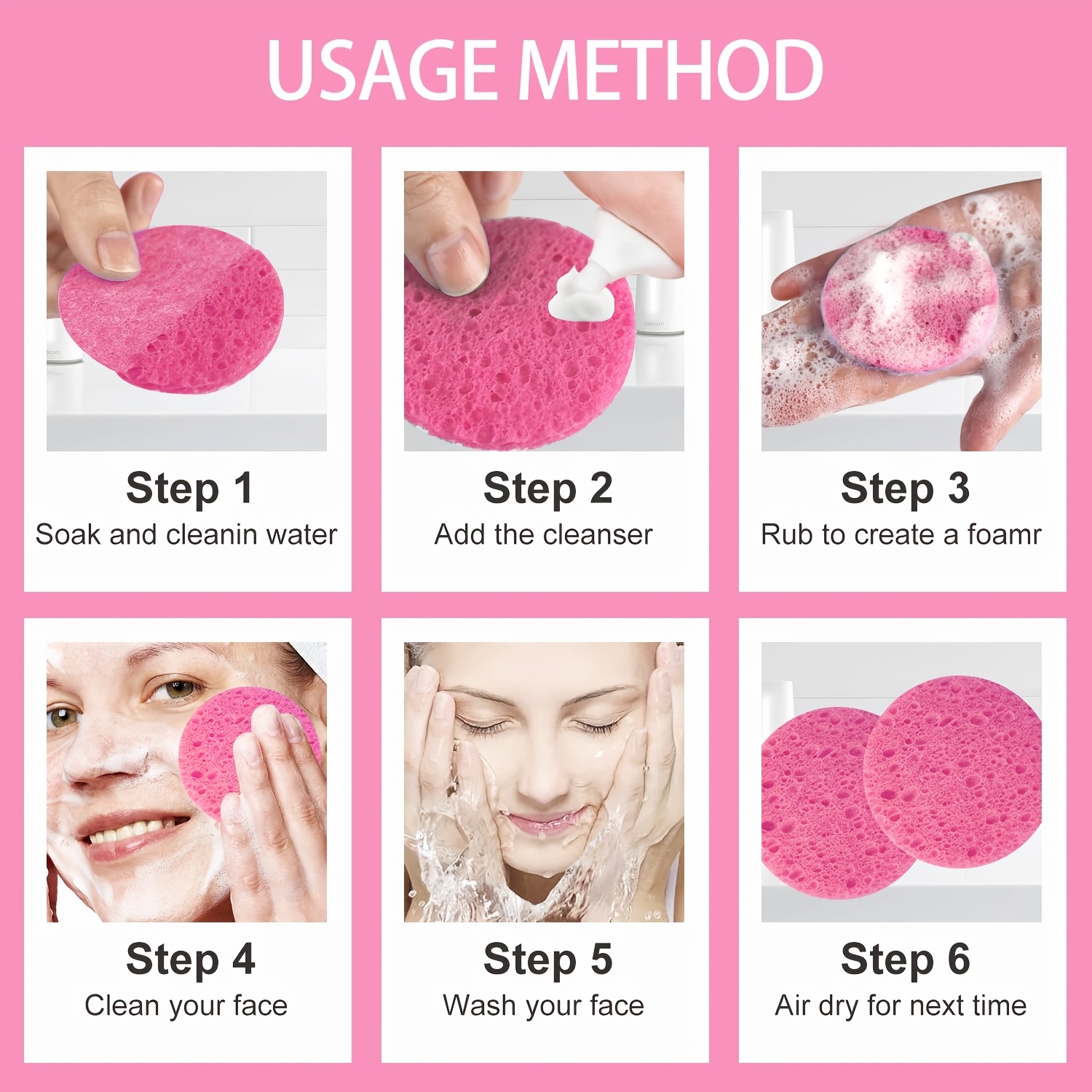 30pcs Compressed Facial Cleansing Sponges for Makeup Removal