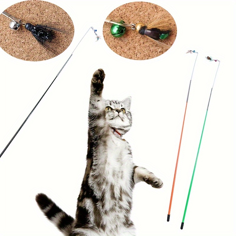 Retractable Small Flying Insect Cat Teaser Stick With Bell - Temu Canada