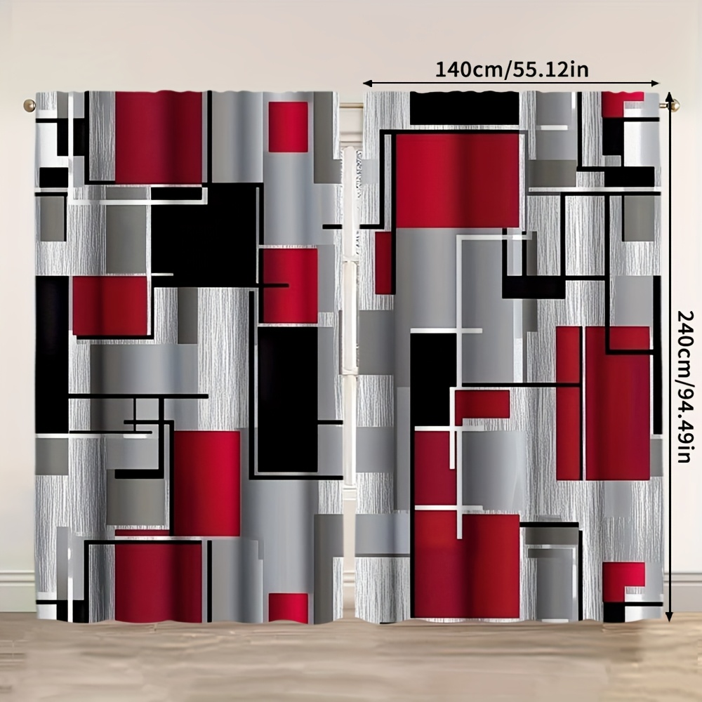 TEMU 2pz, Tende Piatte 2D per con Stampa Astratta di Grandi Dimensioni, 100% Poliestere, Adatte per Soggiorno, Camera da Letto, Decorazione Ufficio,